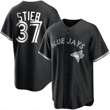 Men's Toronto Blue Jays Dave Stieb Black/White Jersey - Replica